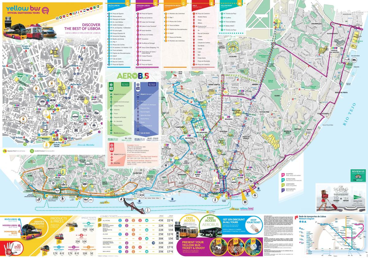 Lissabon-kaart Grote bus