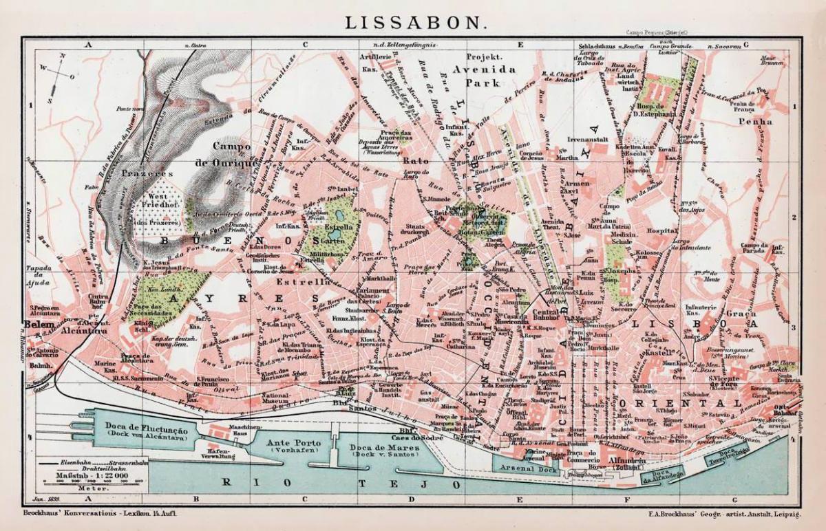 Historische kaart van Lissabon