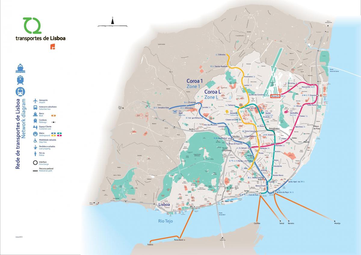 Kaart van de luchthavens van Lissabon